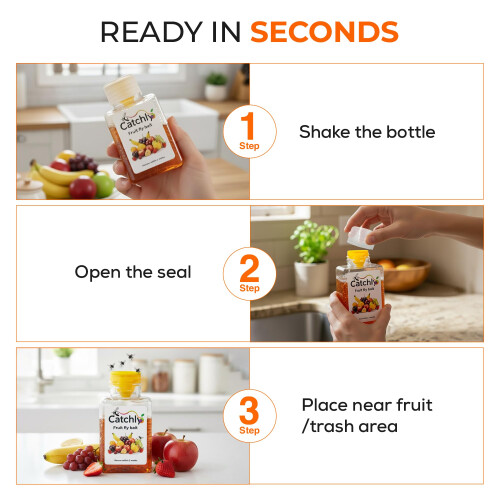 Catchly Fruit Fly Trap - 2 pack, Highly Effective Fruit Fly Killer 2
