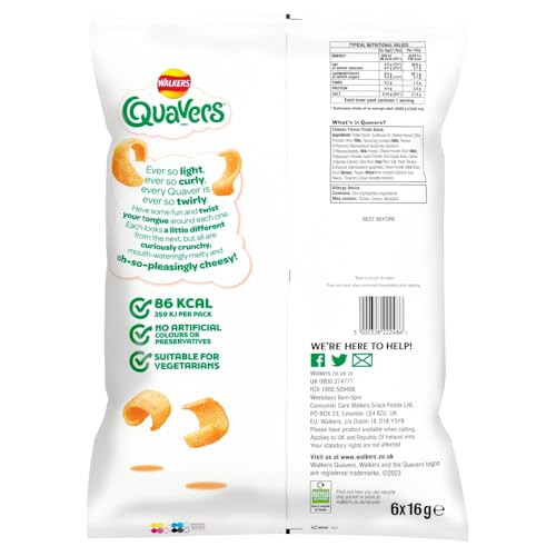 Walkers Walkers Quavers Cheese Snacks 6 x 16g 1