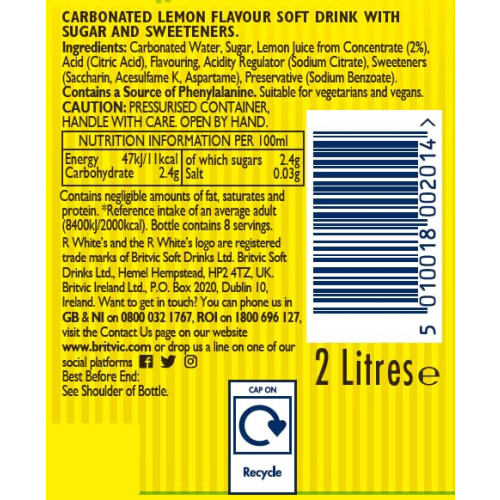 R Whites Premium Lemonade, 2l 1