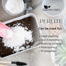 Growcery Premium Perlite for Plants (3–5mm Grade) – Reusable Grip-Seal Bag | Aeration & Drainage for Houseplants, Succulents & Seedlings | (50L)