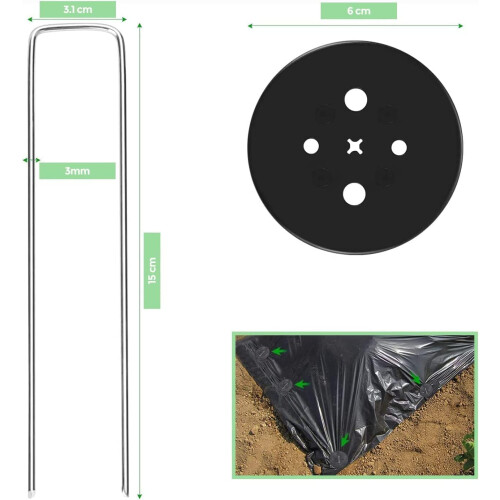 Ediesi, Weed Membrane Pegs, 100 Pcs + 16 Buffer Washer, Garden, Artificial Grass 1