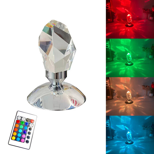 Crystal Table Lamp with LED Light and USB Port