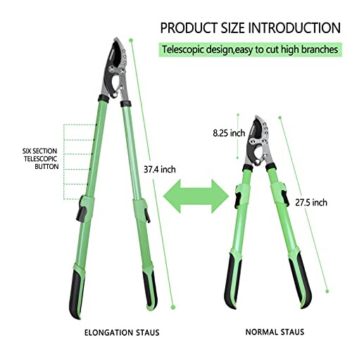 GARDENWORK 28-37" Extendable Anvil Loppers for Tree Trimming Heavy 1