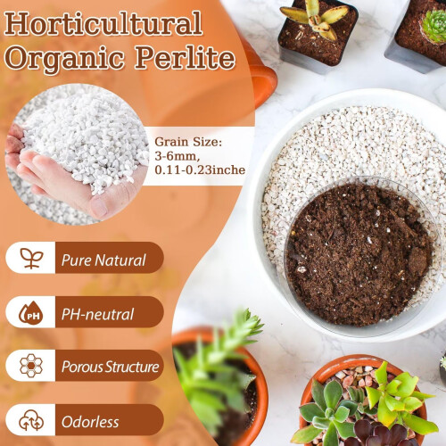 Riare 4L Organic Perlite for Plants - Horticultural Perlite Soil Amendment for P 1