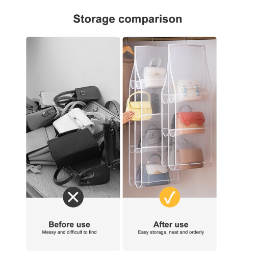 Hanging Purse Organizer3-Tier6-Compartment Nylon Mesh