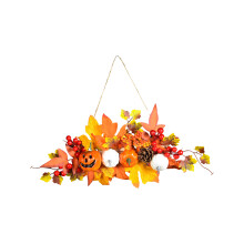 Autumn Pumpkin & Maple Leaf Wreath43x20cm