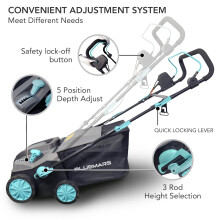 Bluemars 2000W Lawn Scarifier and Aerator, 40CM Working Width Electric Lawn Rake,5 Positions,55L Grass Box, Folding Handle,10M Power Cord