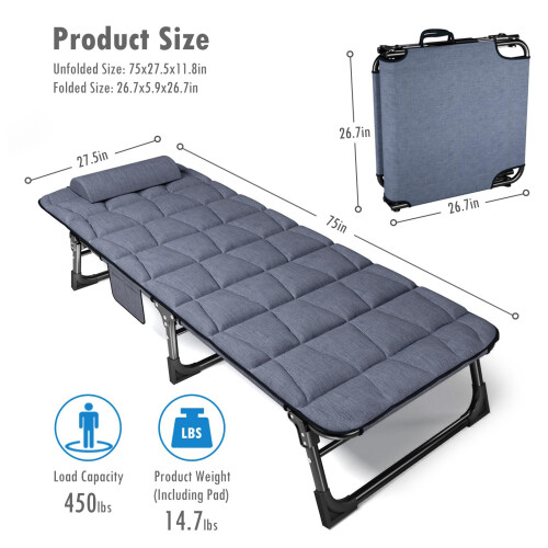 ATORPOK SHOP Foldable Sun Lounger with 4-Position Adjustable 1