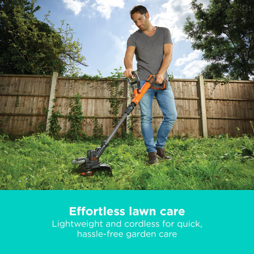BLACK+DECKER POWERCONNECT Strimmer, Cordless 28cm String Grass Trimmer, STC1820PC-GB 1