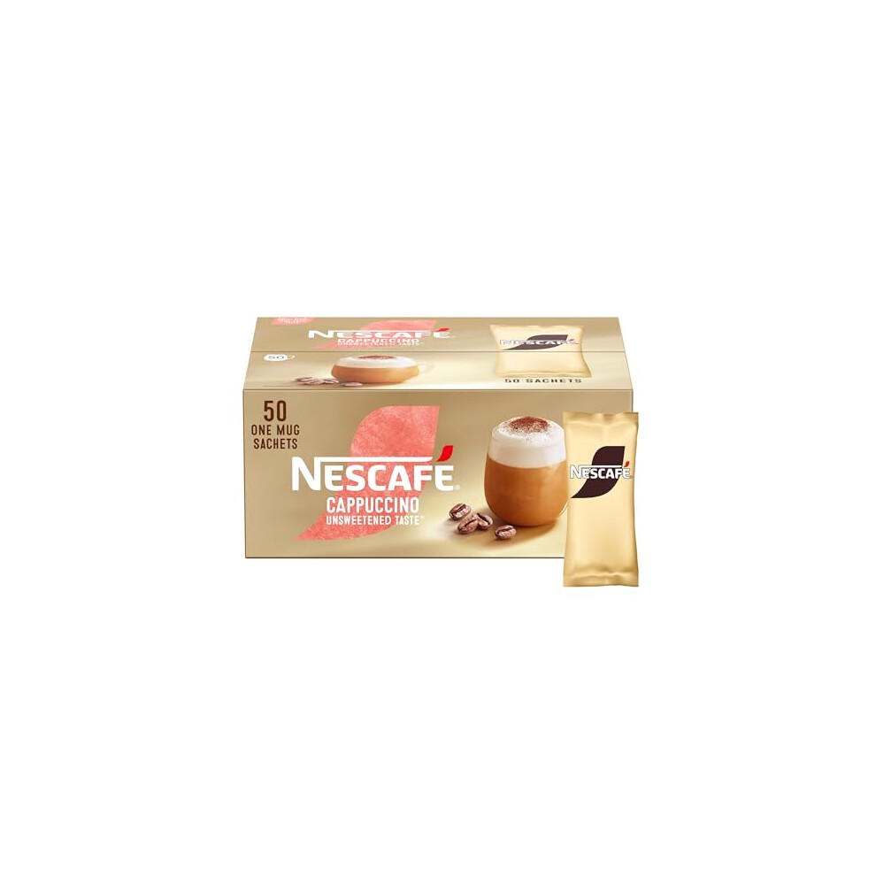 Nescafe Nescafé Cappuccino Unsweetened Taste Instant Coffee Sachets 50 X 142G
