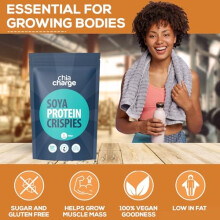 80 Protein SOYA Crispies High Protein for Adults and Kids Healthy Wheat Free Vegan Snack Low Fat Food No Sugar Crispies 500g Unflavoured