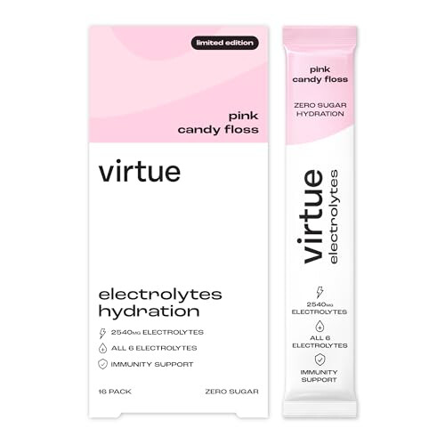 Virtue Zero Sugar Hydration Electrolytes Pink Candy Floss 16 Pack Limited Edition 1