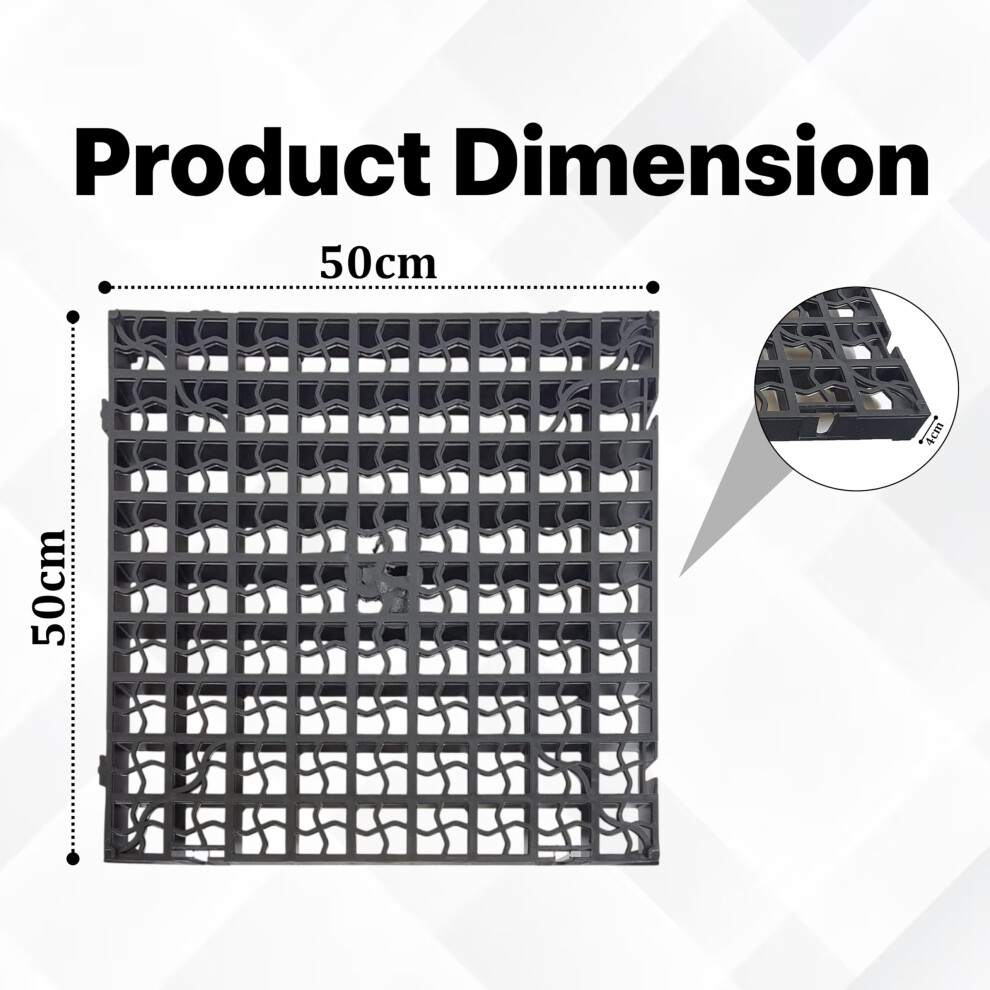 M1ss (Pack Of 12 Black Plastic Paving Driveway Grid Turf Grass Lawn 92513600
