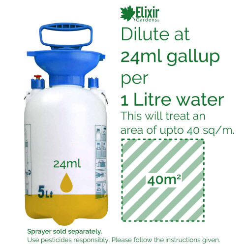 Elixir Gardens Gallup 1 Litre Glyphosate Deep Root-Killing Weed Killer | 360 g/l 1