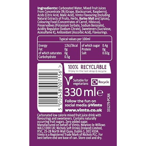 Vimto Original Real Fruit, Blackcurrant, Grape & Raspberry 1