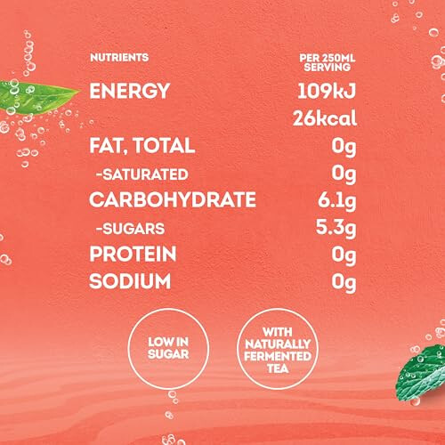 Lipton Kombucha Strawberry & Mint, 250ml, (Pack 4) 1