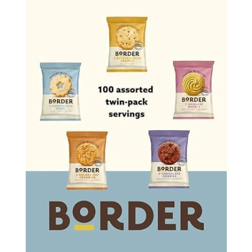 Border Border Biscuits Mini Selection Box, 100 Packs, 5 Varieties, Luxury Assorted Biscuits