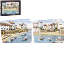 Placemats Set of 4 Cork Harbour Town Coastal Table Mats Dining Kitchen Decor