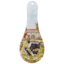 Spoon Rest Collie and Sheep Farmhouse Kitchenware Utensil Holder Dish Cooking
