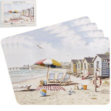 Placemats Set of 4 Sandy Beach Coastal Table Linen Mats Dining Kitchenware Decor