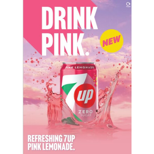 7UP Zero Pink Lemonade 330ml Can (Pack of 8) 2
