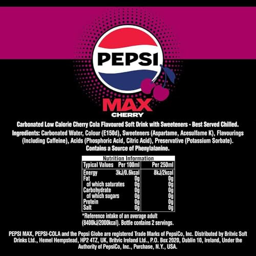 Pepsi Pepsi Max Cherry No Sugar Cola Bottle 125L 2