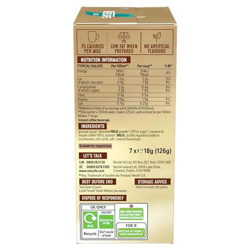 Nescafe NESCAFÉ Latte Instant Coffee 7 Sachets, 100percent Responsibly Sourced 1