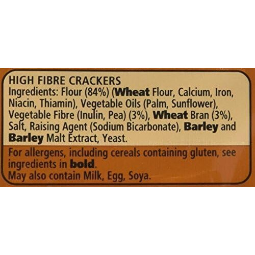 JACOB'S High Fibre Cream Crackers, 200 g (Pack of 2