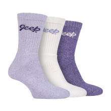 (04-Aug, Violett / Creme) Jeep - 3er-Pack gerippte Damen-Stiefelsocken mit hohem Baumwollanteil