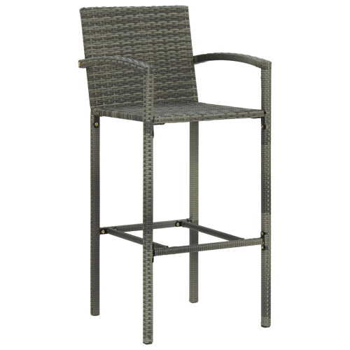 VidaXL (grey, 4 pcs) vidaXL Bar Stools Dining Stool Chairs Kitchen Stool with Backrest Poly Rattan 1