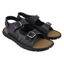 (7, Black) Dunlop - Mens Summer Beach Leather Sandals
