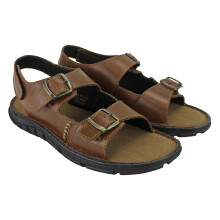 (11, Tan) Dunlop - Mens Summer Beach Leather Sandals