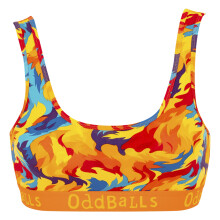 (Large, Große Feuerbälle) Oddballs - OddBalls - Damen Baumwoll Bralette Bunt | Weiches Drahtloses Alltags-BH Top