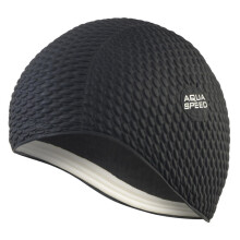 (One Size, Schwarz) Aqua Speed - Aqua Speed - Mädchen Badekappe lange Haare Latex weich bequem Bombastic