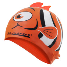 (One Size, Orange) Aqua Speed - Aqua Speed - Jungen Badekappe Silikon 3D Print Nemo Motiv einfach Fit