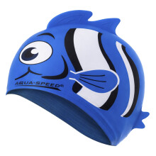 (One Size, Blau) Aqua Speed - Aqua Speed - Jungen Badekappe Silikon 3D Print Nemo Motiv einfach Fit