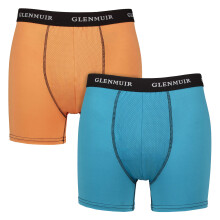 (S, Blau/Orange) Glenmuir - Glenmuir - 2er Pack Herren Performance Boxershorts Atmungsaktiv Sport Fit