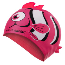 (One Size, Rot) Aqua Speed - Aqua Speed - Jungen Badekappe Silikon 3D Print Nemo Motiv einfach Fit