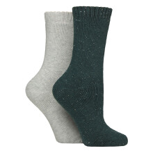 (04-Aug, Grün/Grau) Glenmuir - Glenmuir - 2er Pack Damen Thermo Boot Socken Wollmix Warm Wandern