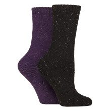 (04-Aug, Lila/Schwarz) Glenmuir - Glenmuir - 2er Pack Damen Thermo Boot Socken Wollmix Warm Wandern