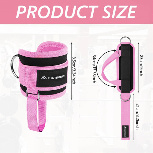 flintronic 2PCS Ankle Straps for Cable Machine Gym Cuffs with Double Stainl 1