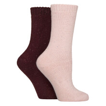 (04-Aug, Rosé/Weinrot) Glenmuir - Glenmuir - 2er Pack Damen Thermo Boot Socken Wollmix Warm Wandern