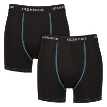 (M, Schwarz/Blau) Glenmuir - Glenmuir - 2er Pack Herren Performance Boxershorts Atmungsaktiv Sport Fit