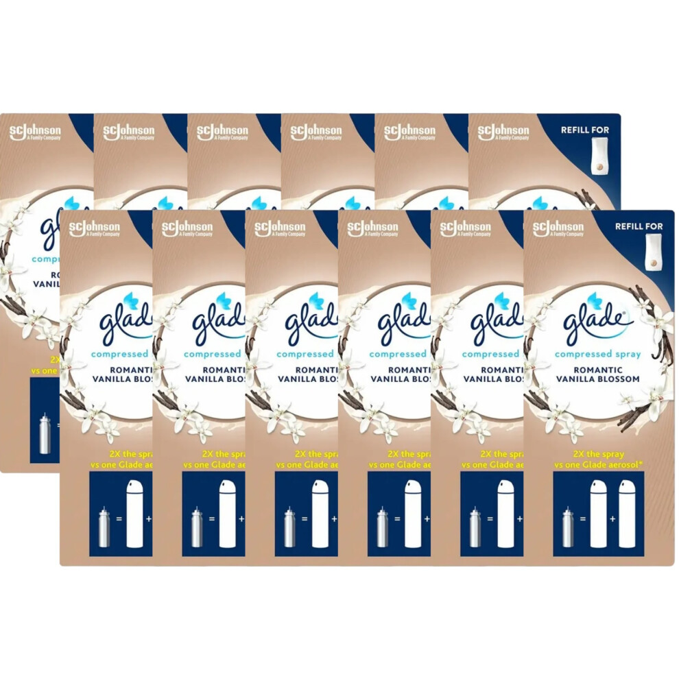 Glade 12 X Compressed (Touch & Fresh) Air Freshner Refill 10Ml - Romantic Vanilla Blossom
