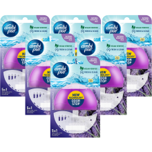 6 x Ambi Pur Toilet Liquid Rim Block (Holder + Refill 55 ml) - Lavender & Rosemary