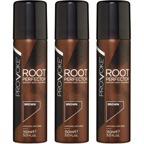 3 x150ml PROVOKE Root Perfector Instant Root Touch Up Spray - Brown