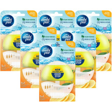 6 x Ambi Pur Toilet Liquid Rim Block (Holder + Refill 55 ml) - Lemon & Mandarin