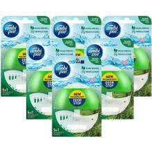 6 x Ambi Pur Toilet Liquid Rim Block (Holder + Refill 55 ml) - Tea Tree & Pine