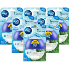 6 x Ambi Pur Toilet Liquid Rim Block (Holder + Refill 55 ml) - Fresh Water & Mint