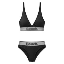 (10 UK, Schwarz) Bench - Bench - Damen Baumwoll Bralette Slip Set Weich Stretch Bequem
